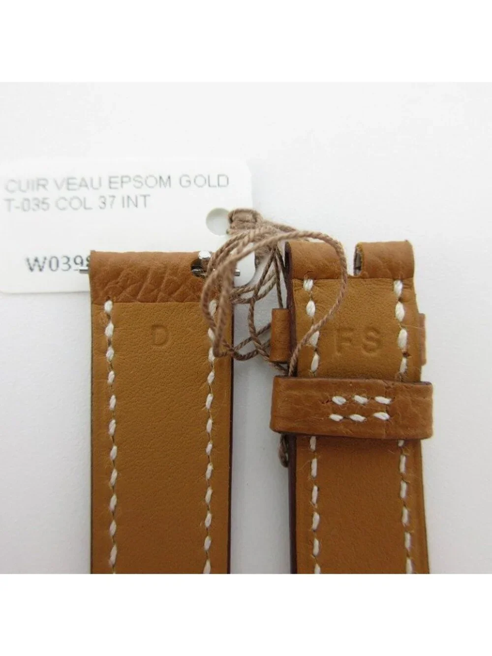 Hermes Watch PM Replacement Band Epsom Leather Gold Lug Width 14
